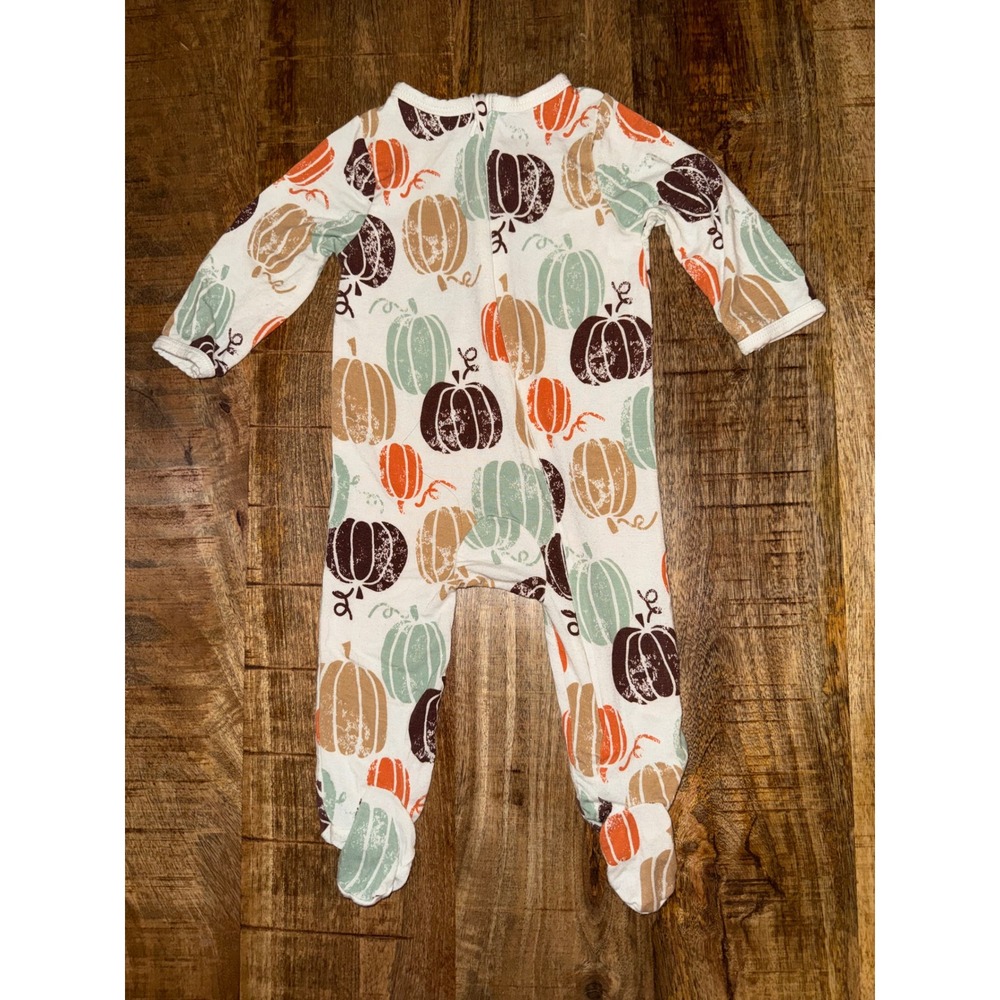 Lullaby Lane Baby Pumpkin Print Footed Sleeper 0-3 Months Fall Thanksgiving